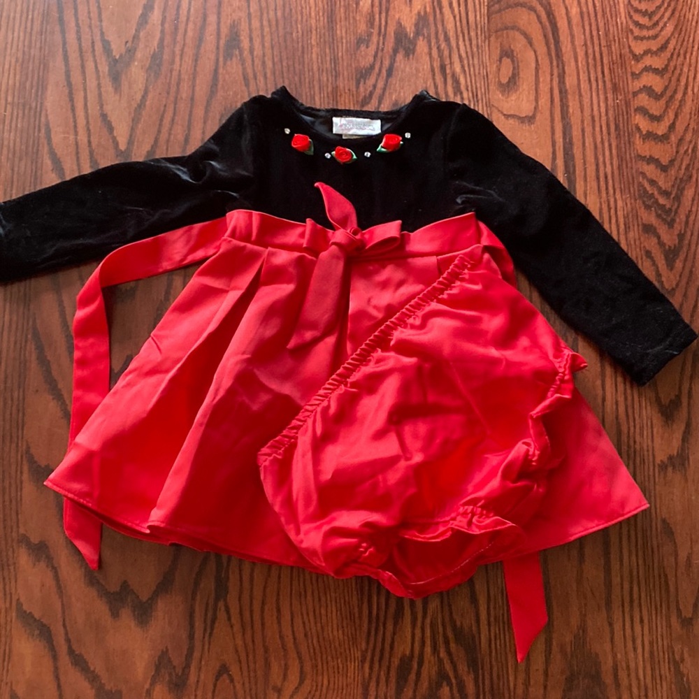 Beautiful, black and red dress with roses